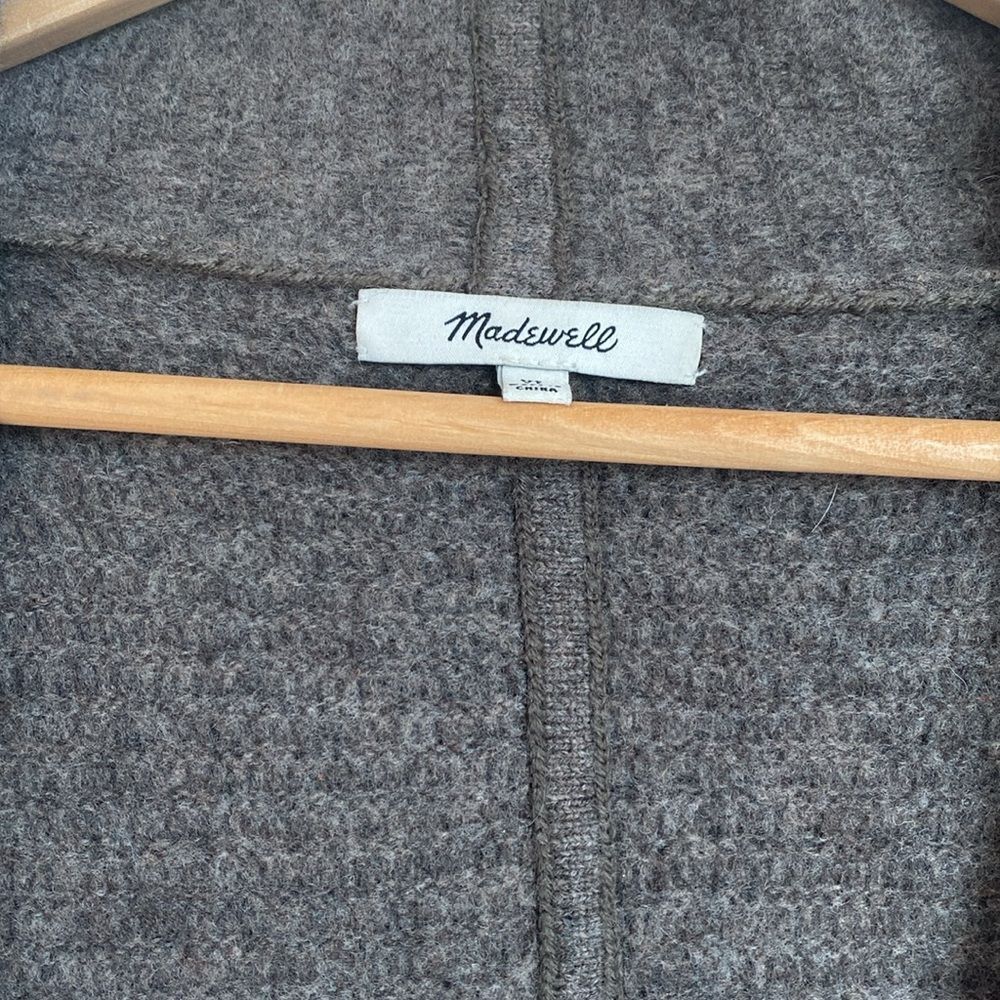 Madewell Wool 100% Cozy Gray Brown Open-Front Duster Cardigan Sweater Leganlook - Picture 7 of 9